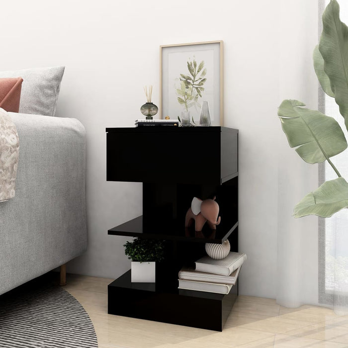 Bedside Cabinet Black 40x35x65 cm Engineered Wood