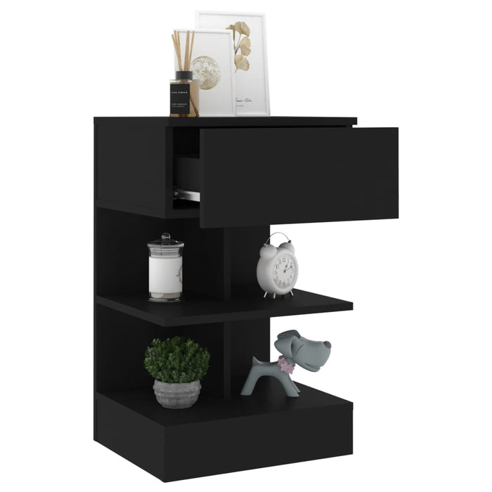 Bedside Cabinet Black 40x35x65 cm Engineered Wood