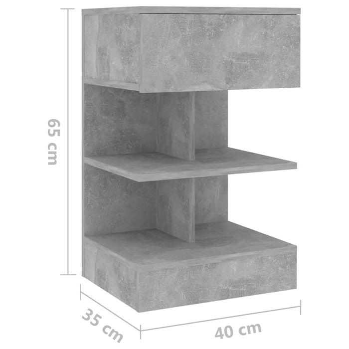 Нощно шкафче бетонно сиво 40x35x65 см инженерно дърво