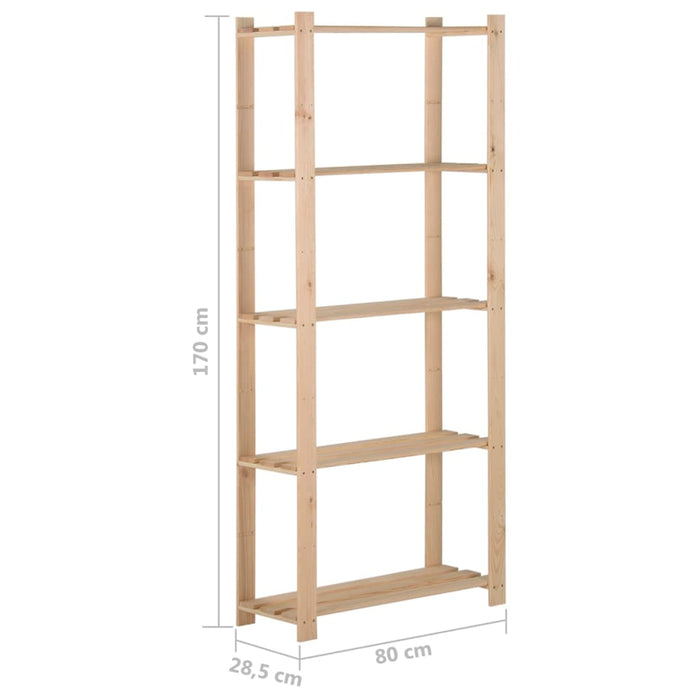 5-ти уровневый стеллаж для хранения 80x28,5x170 см, массив сосны