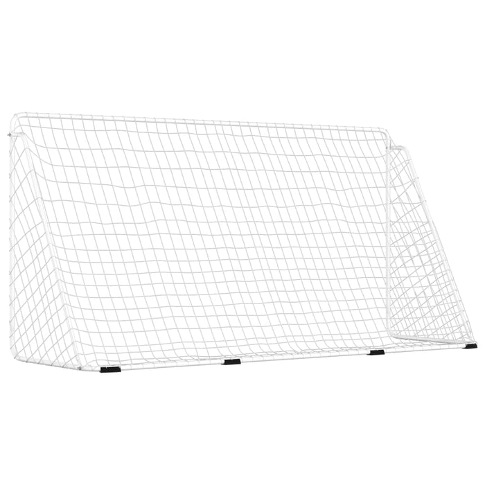 Port de fotbal cu plasa alba 366x122x182 cm otel