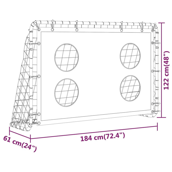 Сетка для футбольных ворот тренировочная сталь 184x61x122 см