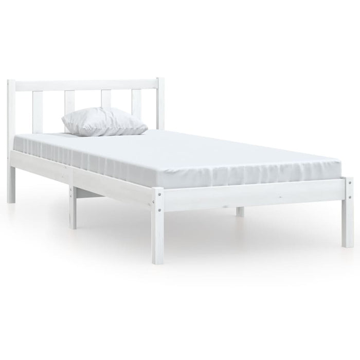 Bed Frame without Mattress White Solid Wood Small Single