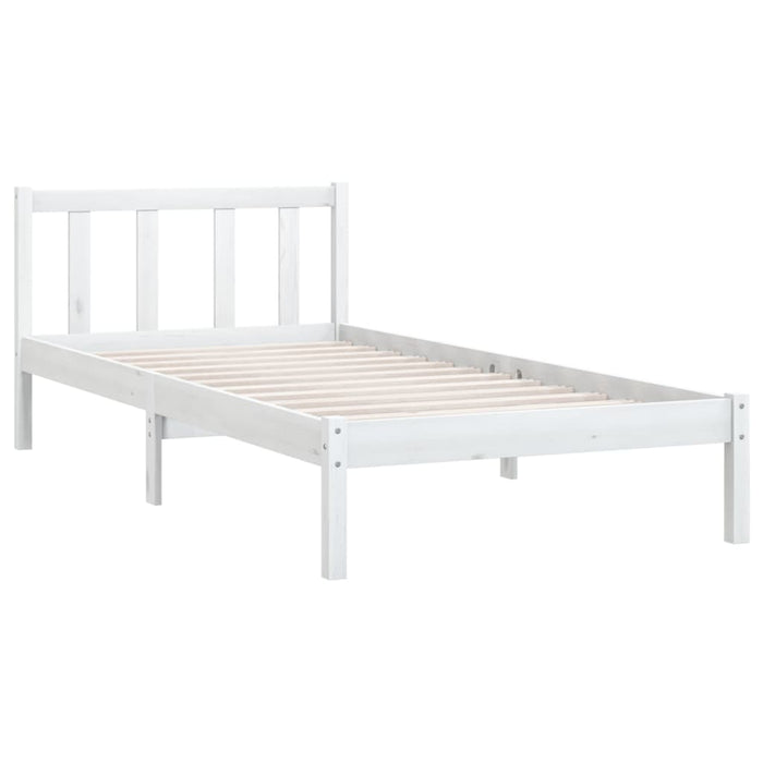 Bed Frame without Mattress White Solid Wood Small Single