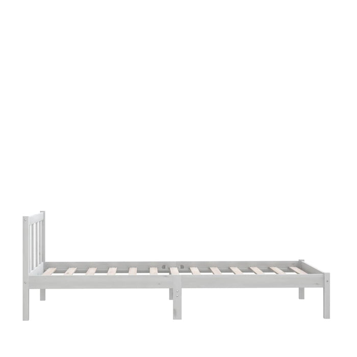 Bed Frame without Mattress White Solid Wood Small Single