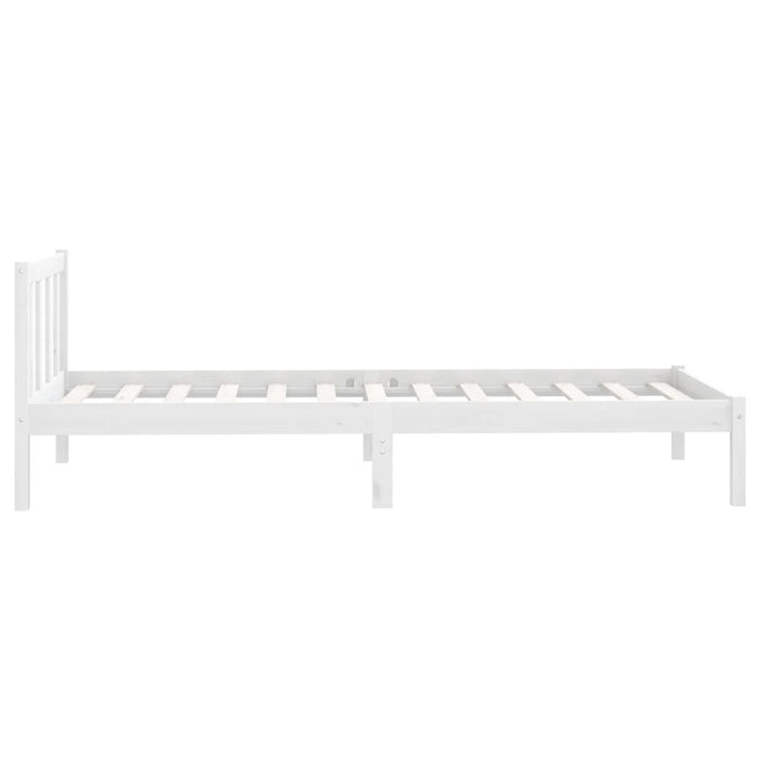 Bed Frame without Mattress White Solid Wood Small Single