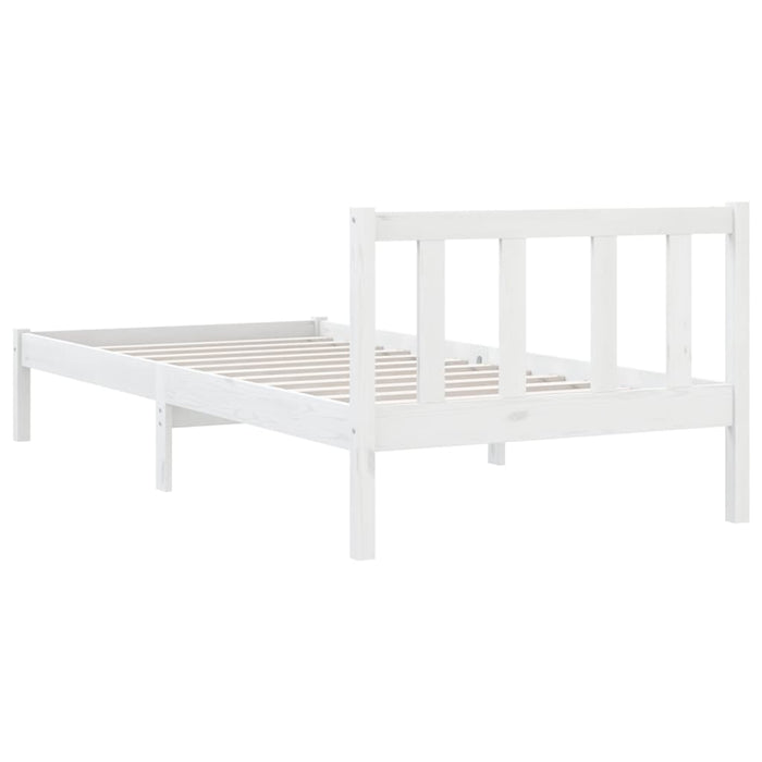 Bed Frame without Mattress White Solid Wood Small Single