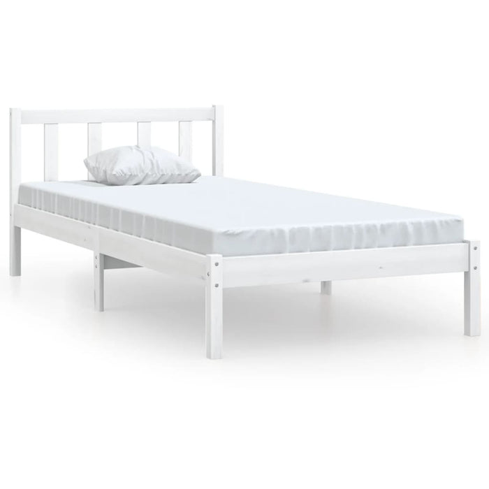 Bed Frame without Mattress White Solid Wood Single