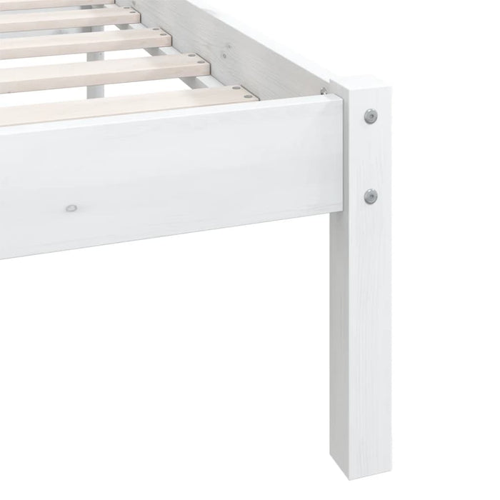 Bed Frame without Mattress White Solid Wood Single