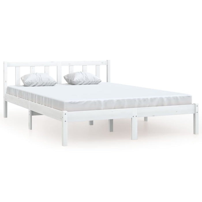 Bed Frame without Mattress White Solid Wood Small Double