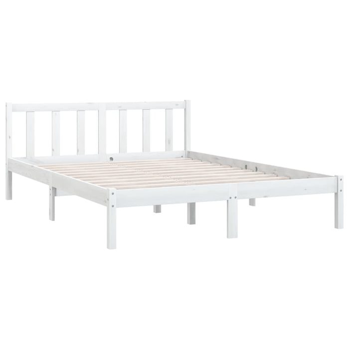 Bed Frame without Mattress White Solid Wood Small Double