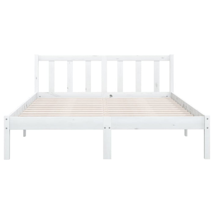 Bed Frame without Mattress White Solid Wood Small Double