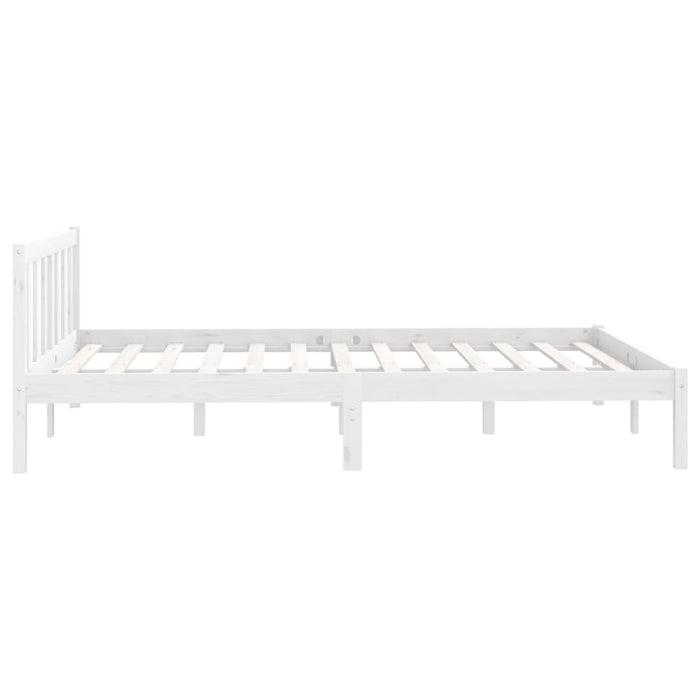 Bed Frame without Mattress White Solid Wood Small Double