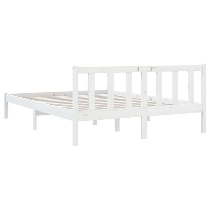 Bed Frame without Mattress White Solid Wood Small Double