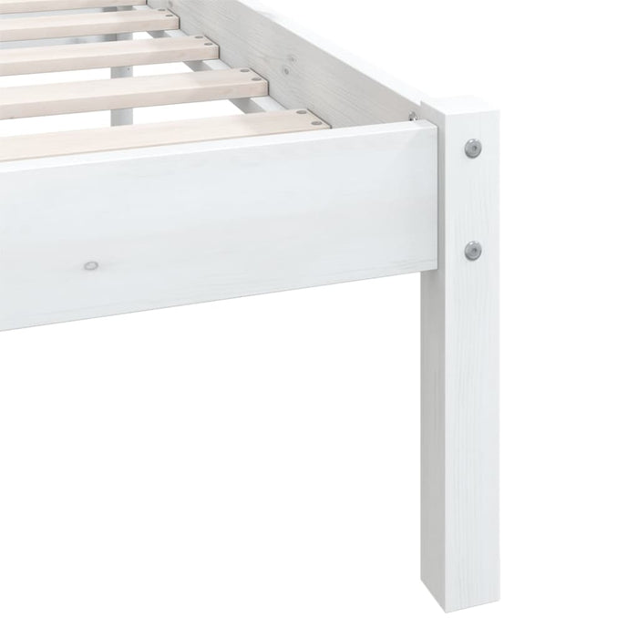 Bed Frame without Mattress White Solid Wood Small Double