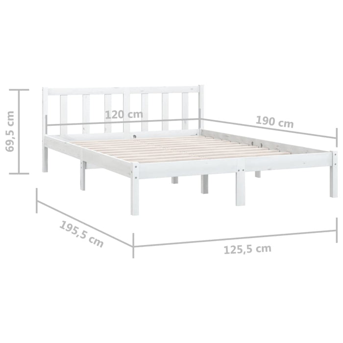 Bed Frame without Mattress White Solid Wood Small Double