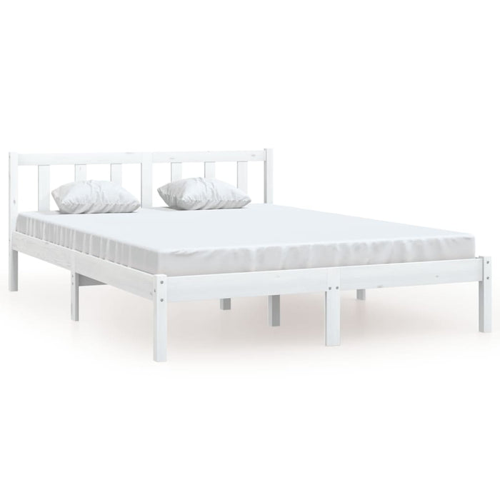 810063 vidaXL Bed Frame without Mattress White Solid Wood 140x190 cm