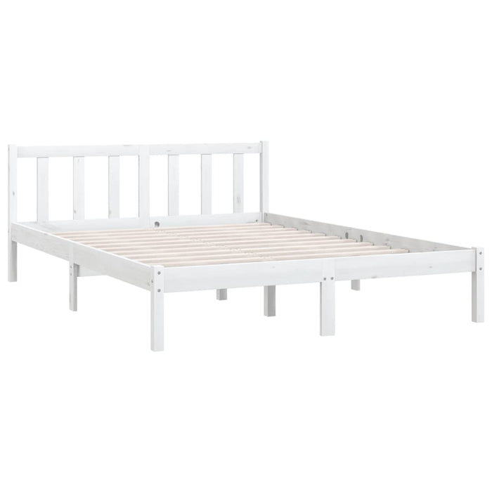 810063 vidaXL Bed Frame without Mattress White Solid Wood 140x190 cm