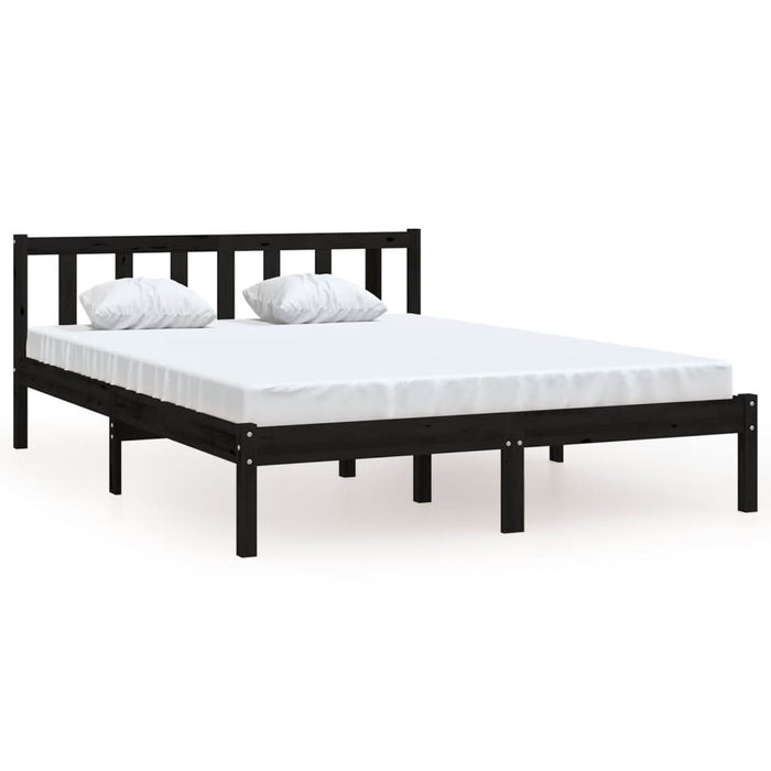 810066 vidaXL Cadru pat fără saltea Lemn masiv negru 140x190 cm