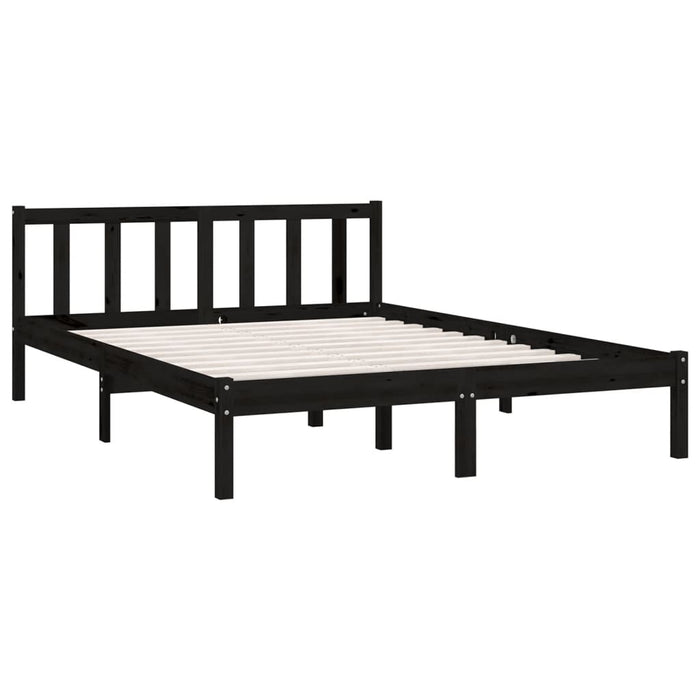 810066 vidaXL Cadru pat fără saltea Lemn masiv negru 140x190 cm