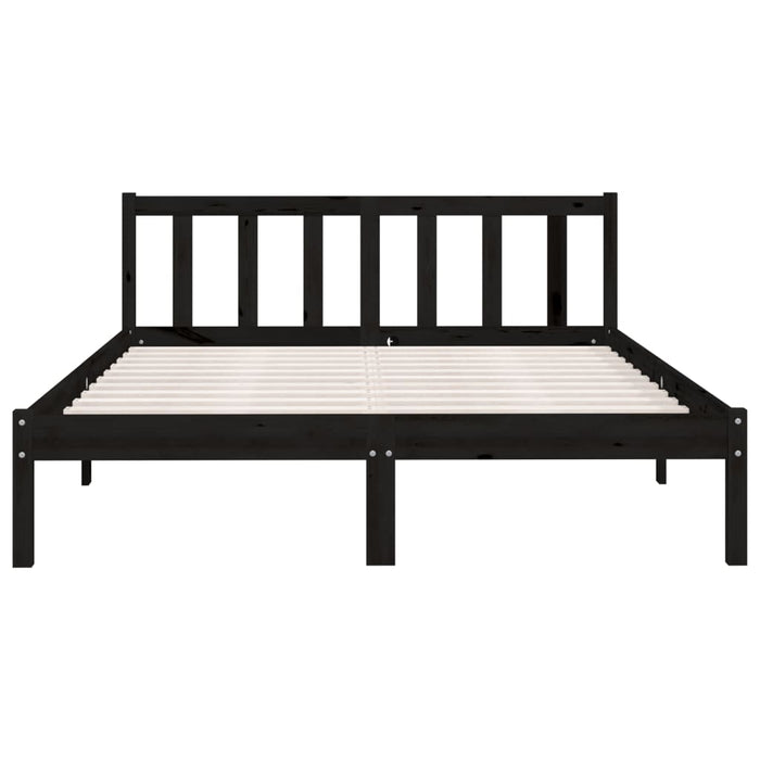 810066 vidaXL Cadru pat fără saltea Lemn masiv negru 140x190 cm