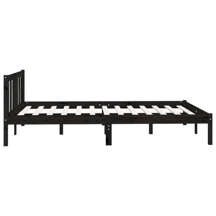 810066 vidaXL Cadru pat fără saltea Lemn masiv negru 140x190 cm