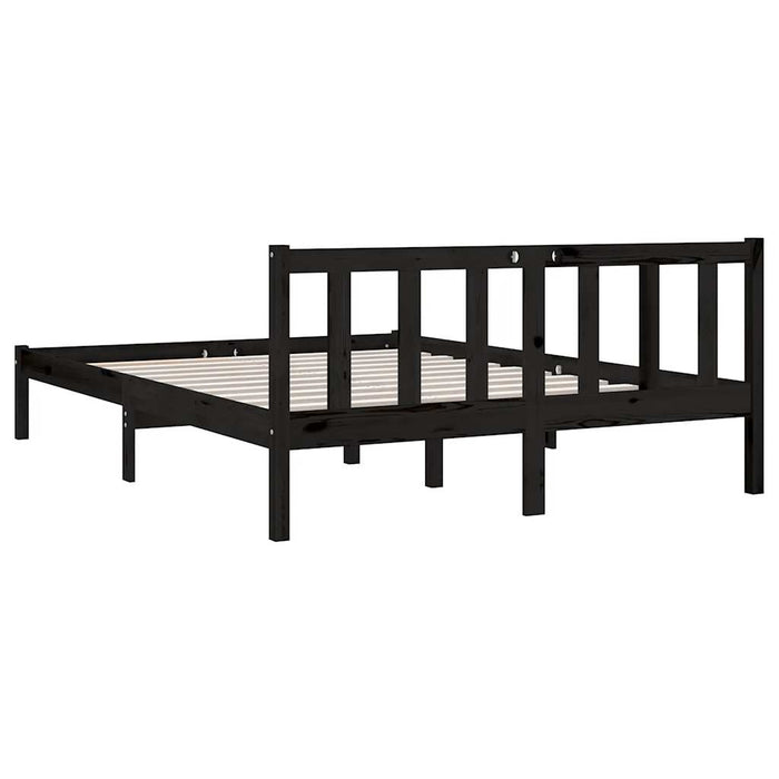 810066 vidaXL Cadru pat fără saltea Lemn masiv negru 140x190 cm