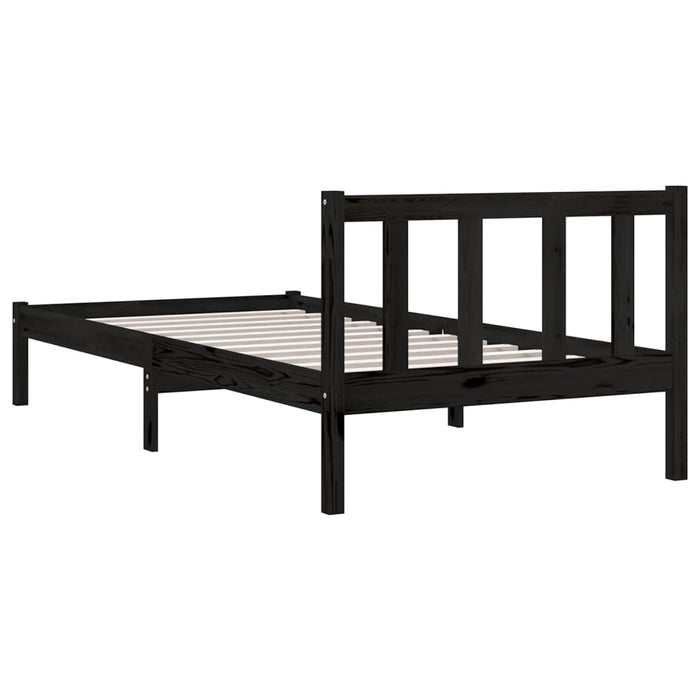 810076 vidaXL Cadru pat fără saltea Lemn masiv negru 100x200 cm