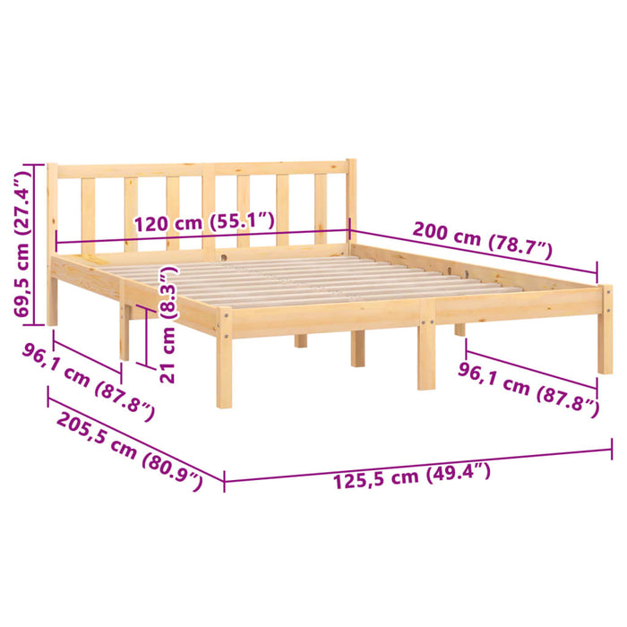 810077 vidaXL Cadru pat fără saltea Lemn masiv 120x200 cm