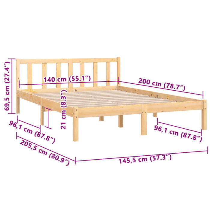 810082 vidaXL Bed Frame without Mattress Solid Wood 140x200 cm