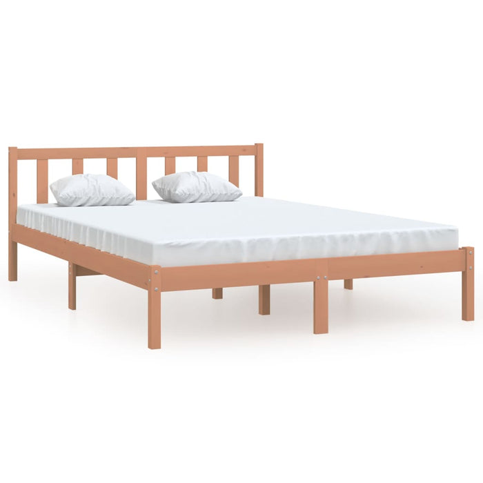 Bed Frame without Mattress Honey Brown Solid Wood Pine King Size