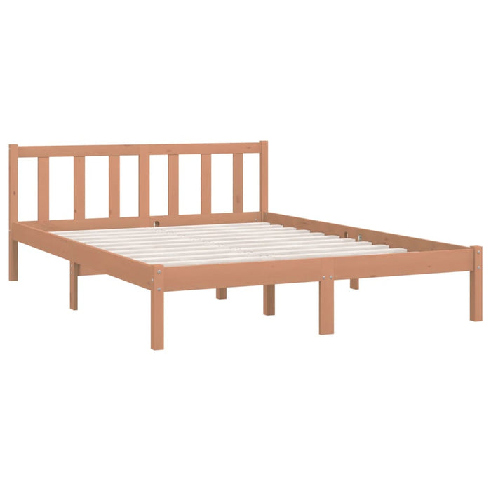 Bed Frame without Mattress Honey Brown Solid Wood Pine King Size