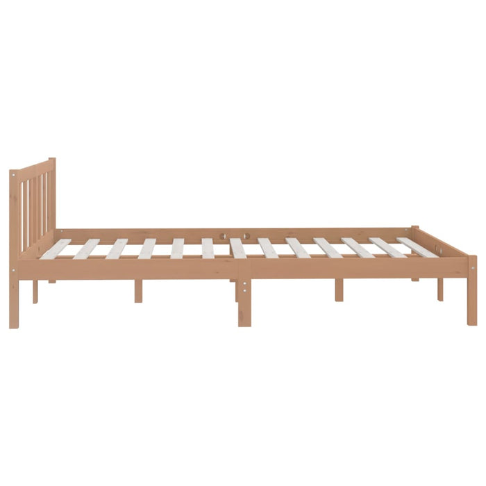 Bed Frame without Mattress Honey Brown Solid Wood Pine King Size