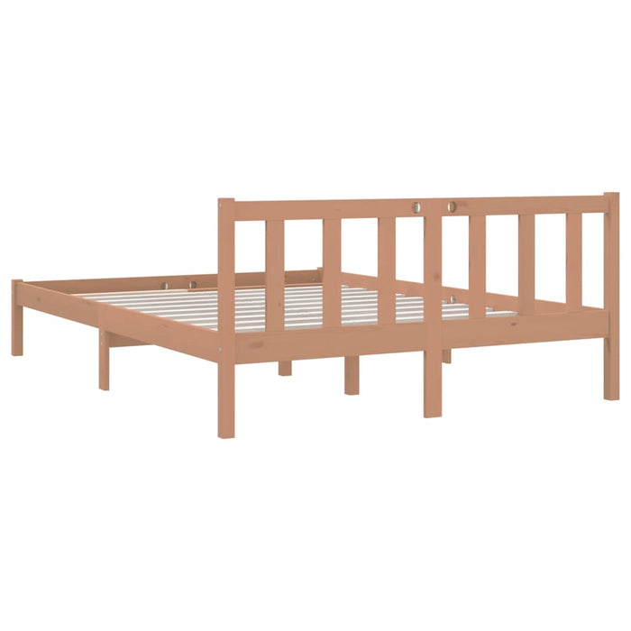 Bed Frame without Mattress Honey Brown Solid Wood Pine King Size