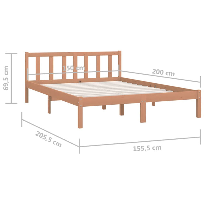 Bed Frame without Mattress Honey Brown Solid Wood Pine King Size