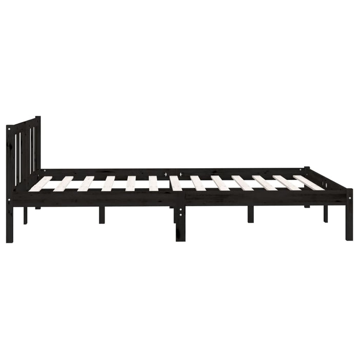 Bed Frame without Mattress Black Solid Wood Pine King Size