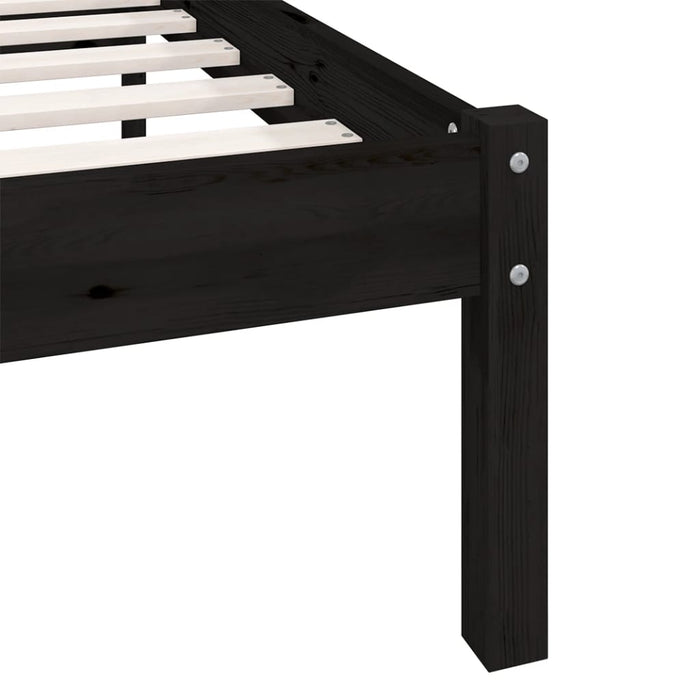 Bed Frame without Mattress Black Solid Wood Pine King Size