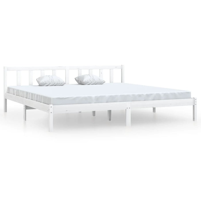 Bed Frame without Mattress White Solid Wood Super King Size