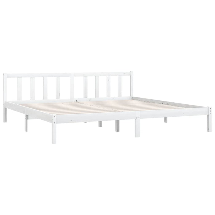 Bed Frame without Mattress White Solid Wood Super King Size