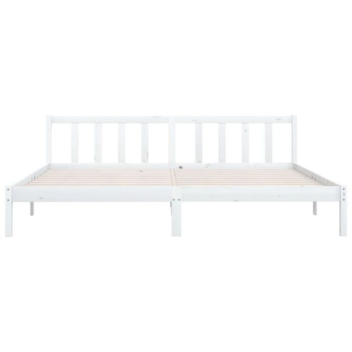 Bed Frame without Mattress White Solid Wood Super King Size