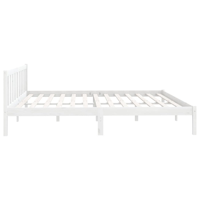 Bed Frame without Mattress White Solid Wood Super King Size