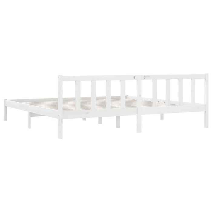 Bed Frame without Mattress White Solid Wood Super King Size