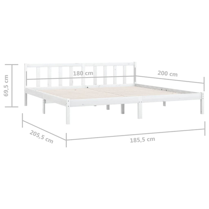 Bed Frame without Mattress White Solid Wood Super King Size