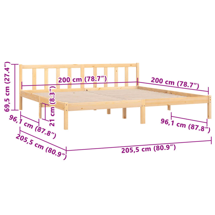 810102 vidaXL Cadru pat fără saltea Lemn masiv 200x200 cm