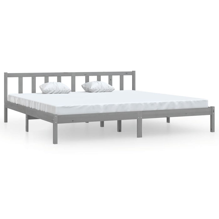 810104 vidaXL Bed Frame without Mattress Grey Solid Wood 200x200 cm