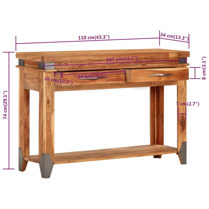 Console Table 110x34x74 cm Solid Wood Acacia