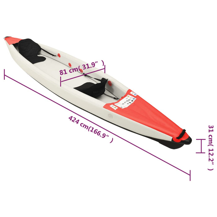 Inflatable Kayak Red 424x81x31 cm Polyester