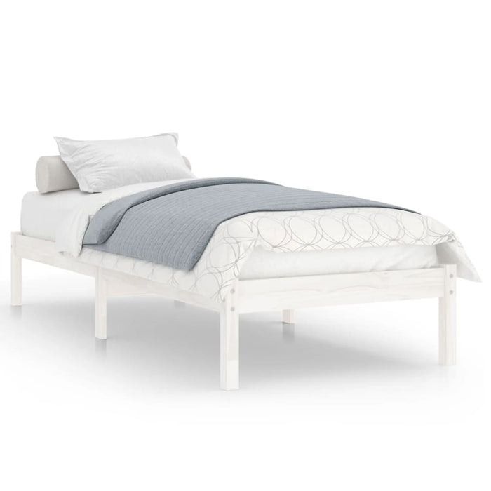 Bed Frame without Mattress White Solid Wood Small Single