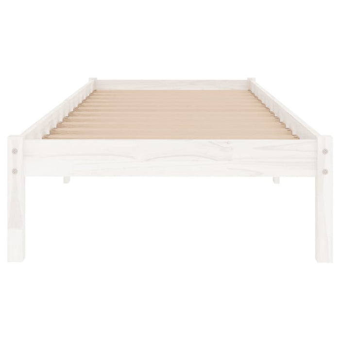 Bed Frame without Mattress White Solid Wood Small Single