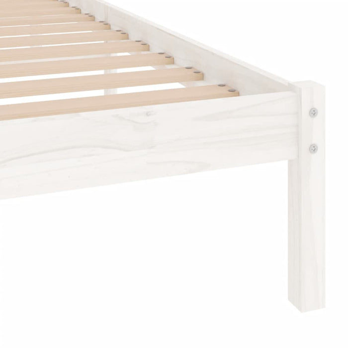 Bed Frame without Mattress White Solid Wood Small Single